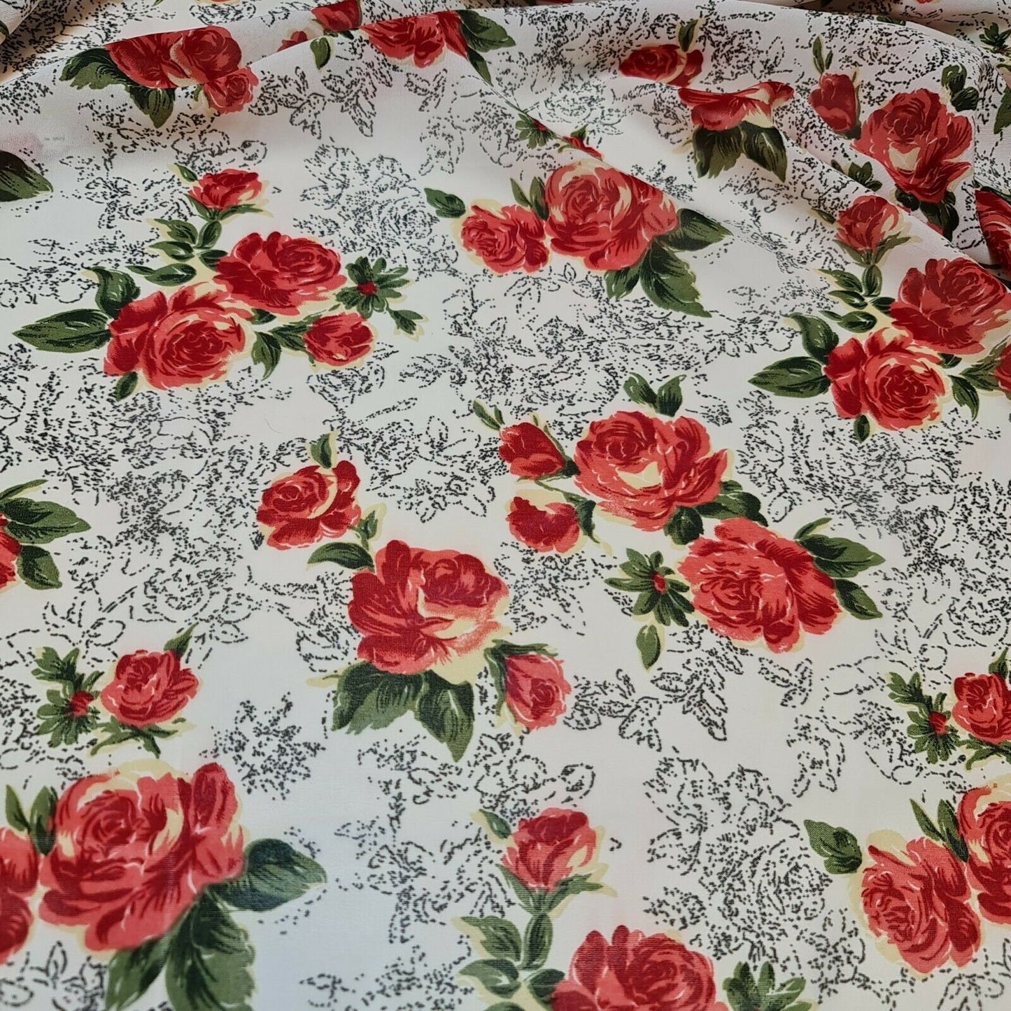 Spring Floral Printed Soft Poly Crepe Dress Drape Craft Fabric 58" By The Meter (Print 12)