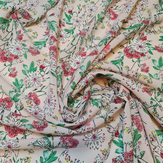 Spring Floral Printed Soft Poly Crepe Dress Drape Craft Fabric 58" By The Meter (Print 15)