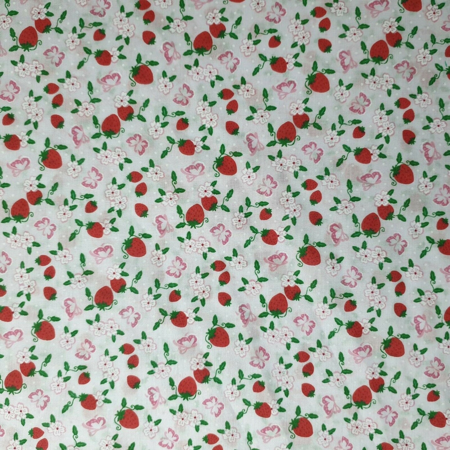 NEW Floral Strawberry Fruits Print Polycotton Craft Dress Fabric by Metre 44" By the Meter (Design 4)