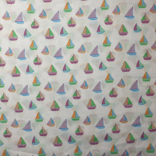 NEW Boat Kids Marine Sea Sail Print Polycotton Craft Dress Fabric by Metre 44" Available in Various sizes