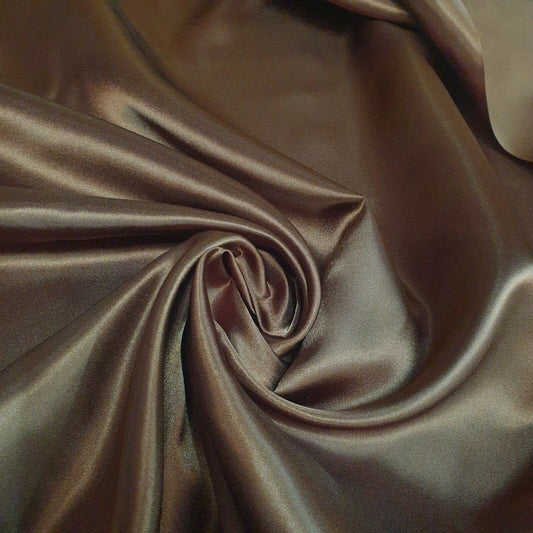 Silky Satin Fabric Dress Craft Fabric Plain Luxury Wedding Material 150 cm (EPR) Available in Continuous Length (Brown)