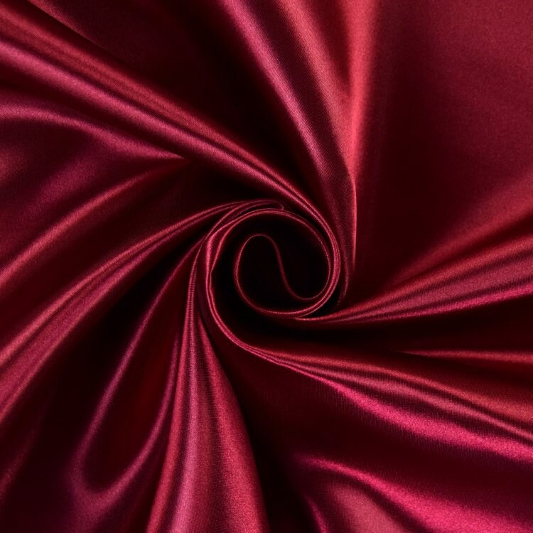 Silky Satin Fabric Dress Craft Fabric Plain Luxury Wedding Material 150 cm (EPR)  Available in Continuous Length (Wine)