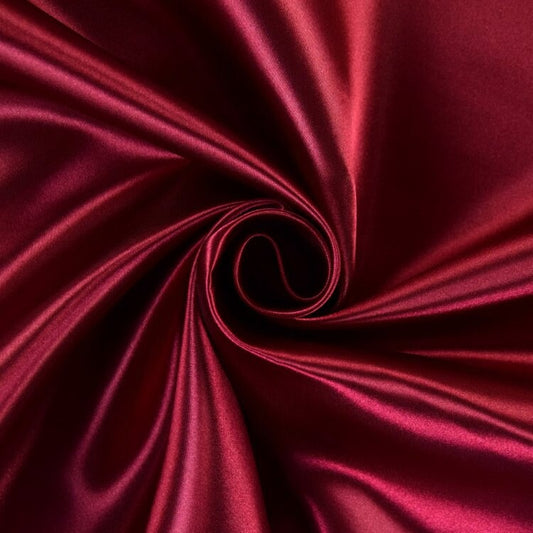 Silky Satin Fabric Dress Craft Fabric Plain Luxury Wedding Material 150 cm (EPR)  Available in Continuous Length (Wine)