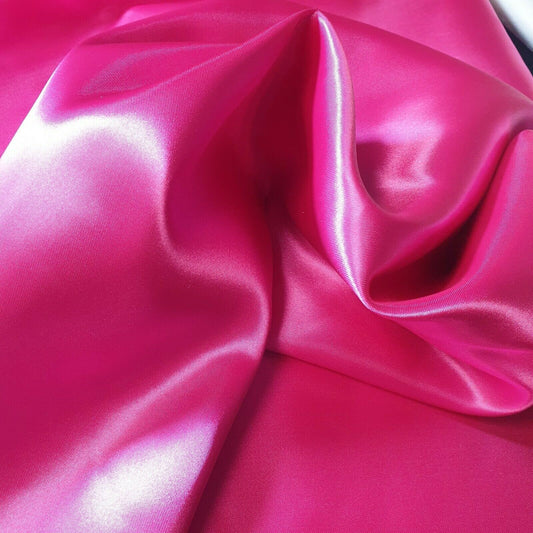Silky Satin Fabric Dress Craft Fabric Plain Luxury Wedding Material 150 cm (EPR) Available in Continuous Length (Cerise)