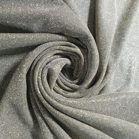 Schimmernder, glänzender, dehnbarer Glitzer-Nylon-Hintergrundstoff im Mondlicht, 147,3 cm (Champagnergold)
