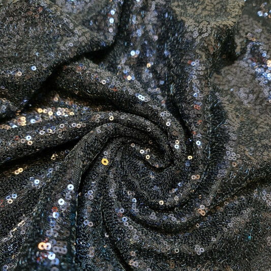 Paillettenstoff, glitzernd, glänzend, glitzernd, für Kleider, Bastelarbeiten, Tischdecken, 127 cm (Marineblau)