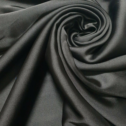 Seidiger Charmeuse-Leichtsatin-Dekorstoff für Brautkleider, 58" breit (Schwarz)