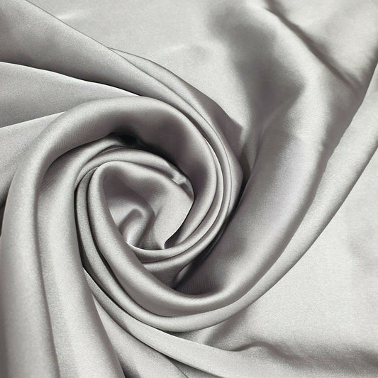 Silky Charmeuse Lightweight Satin Bridal Dress Drape Décor Fabric 58" Wide (Silver)