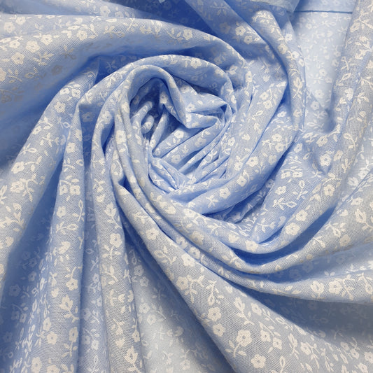 Sky Base – Baumwoll-Polyester-Gewebe, Kunsthandwerk, Vintage-Stil, 111,8 cm breit, weiße Blumen