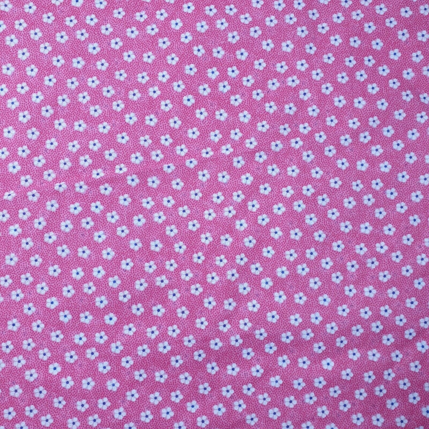 New Floral Polycotton Pink Base White Flowers Craft Dress Fabric 44" By Meter