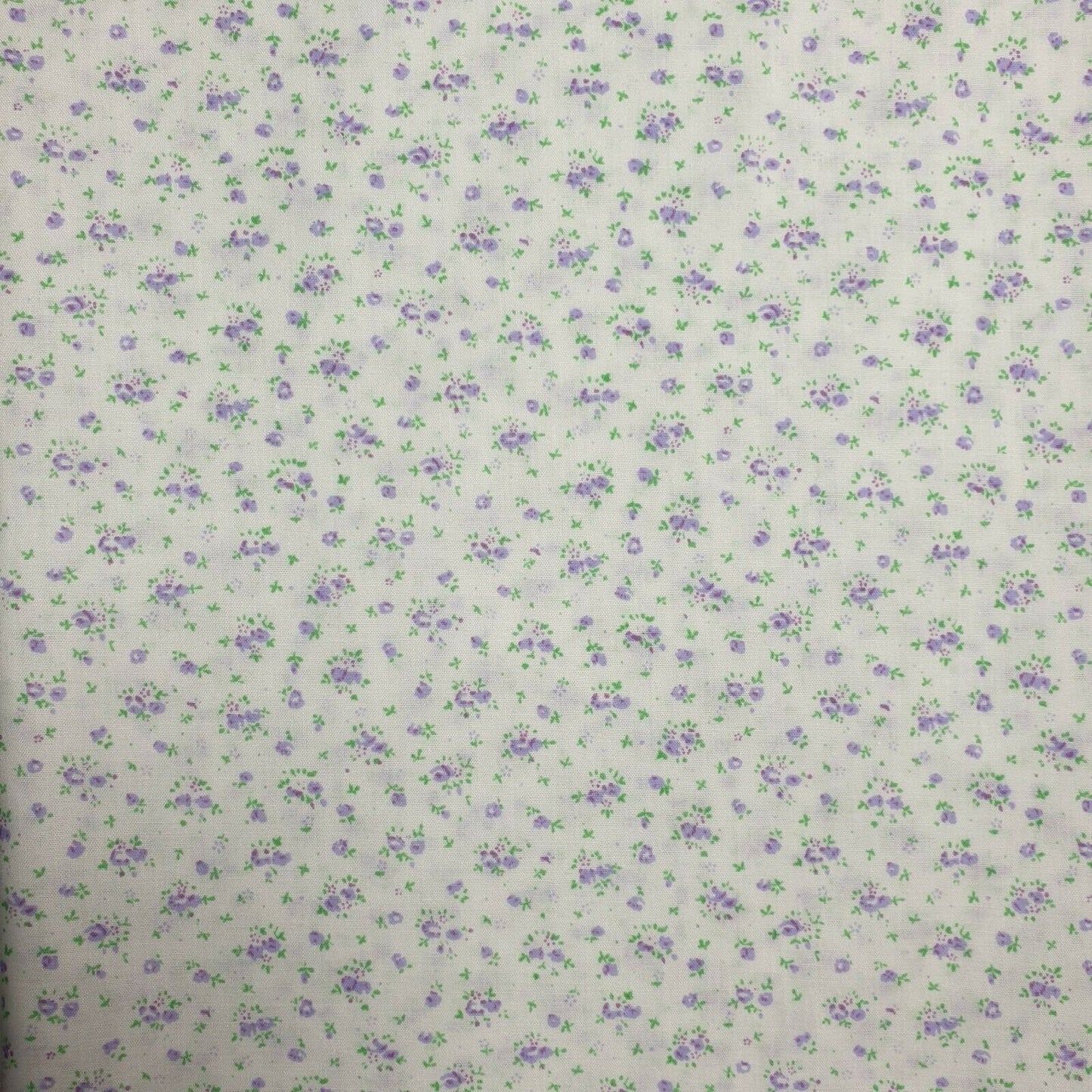 New Floral Polycotton White Base Purple Flowers Craft Dress Fabric 44" By Meter