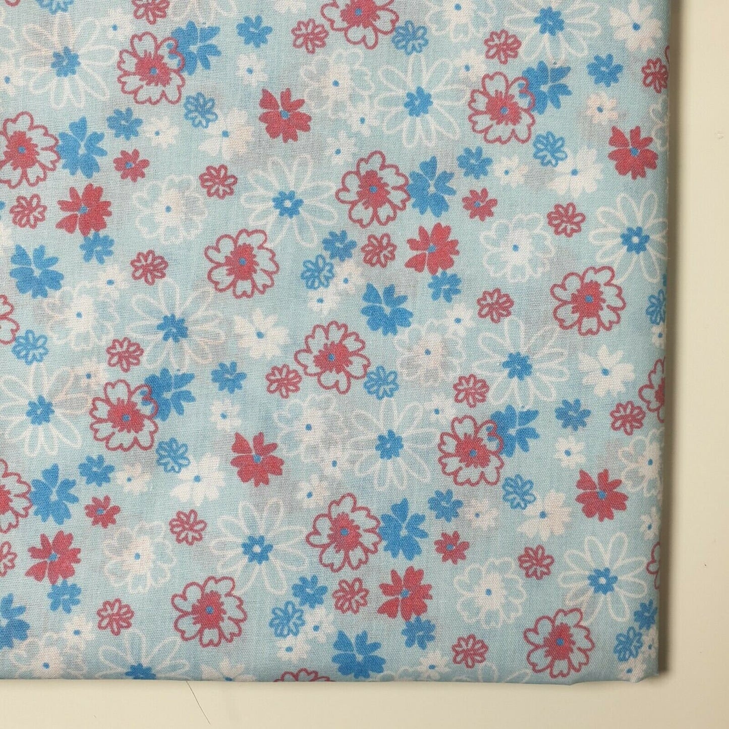 New Floral Polycotton Sky Base Multi Flowers Craft Dress Fabric 44" By Meter