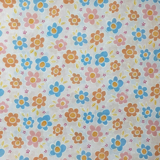 New Floral Polycotton Pink Base Multi Flowers Craft Dress Fabric 44" By Meter