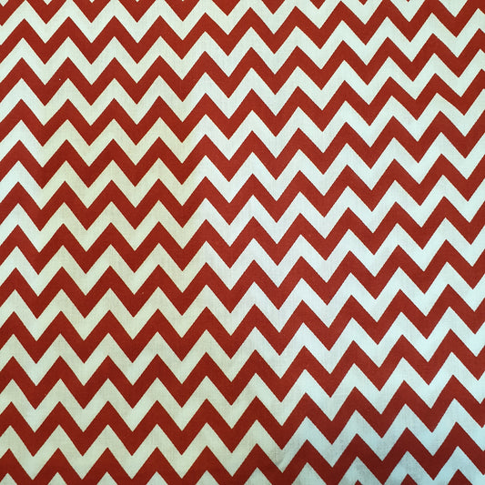 NEW Zig Zag Print Polycotton Craft Dress Fabric by The Metre 44" (Red Zig Zag)