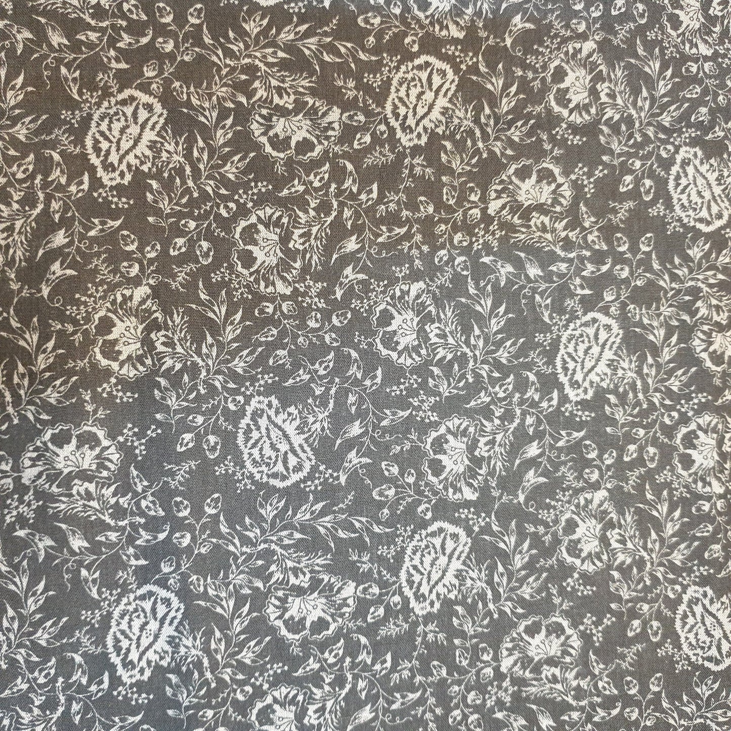 NEW Floral Print Polycotton Craft Dress Fabric by The Metre 44" (Black Base White Flowers)