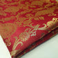 Ornamental Christmas Red Floral Gold Metallic Print Indian Banarasi Brocade Fabric