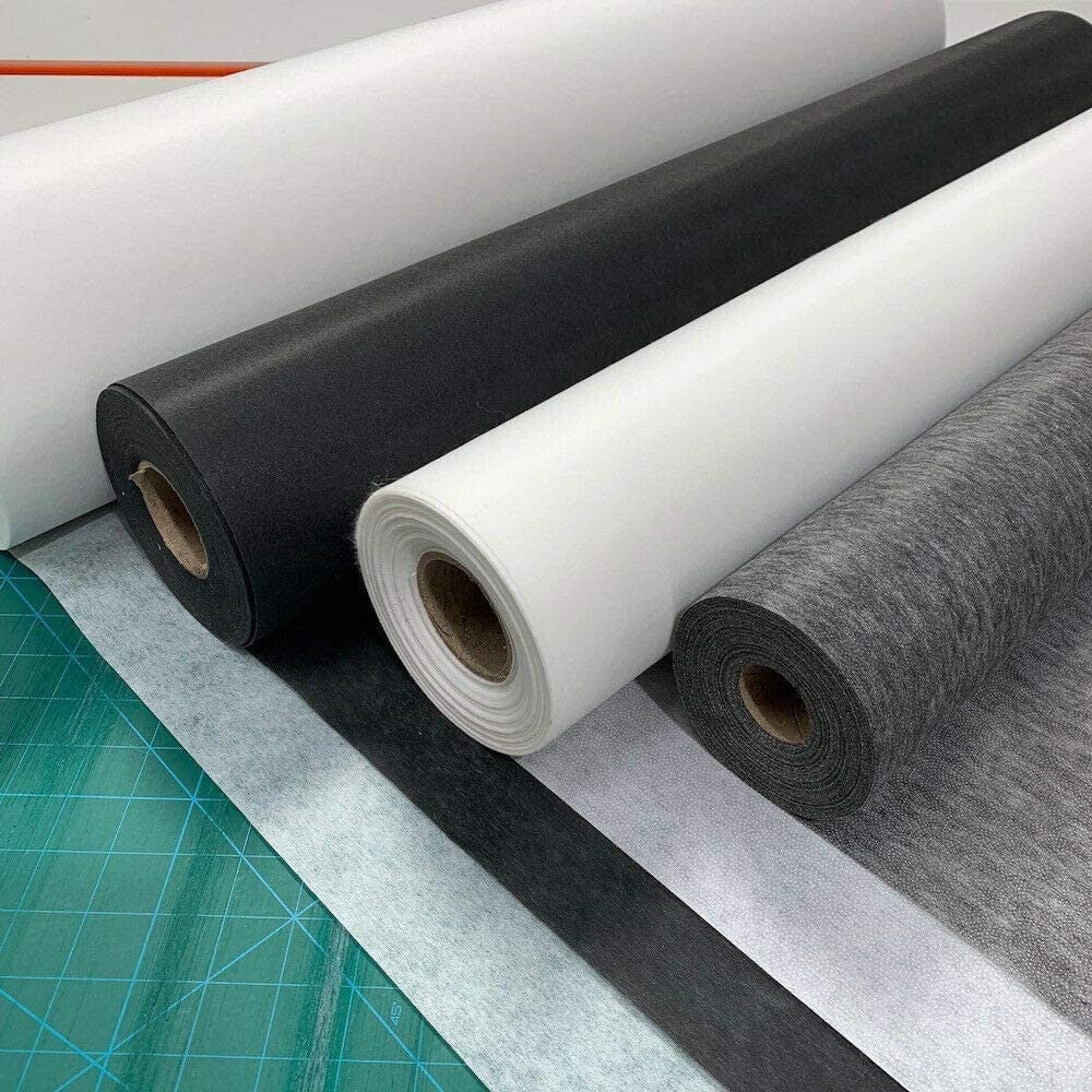 White Medium/Heavy Weight Iron on Interfacing, 99cm Wide Non-Woven White Premium Quality Fabric Multi Purpose (10 Meter Roll)