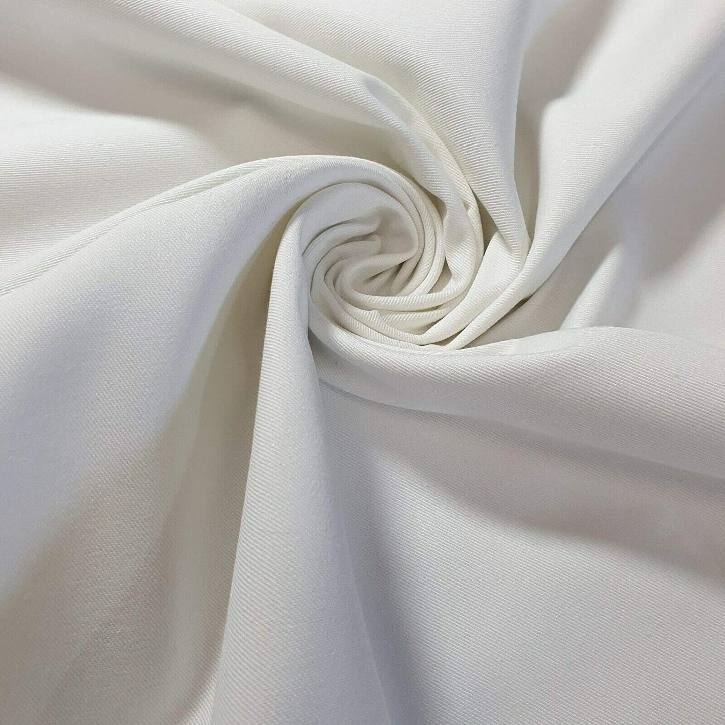 White Plain Thick 100% Cotton Drill Material Workwear Dress Twill Craft Fabric 58" By The Meter