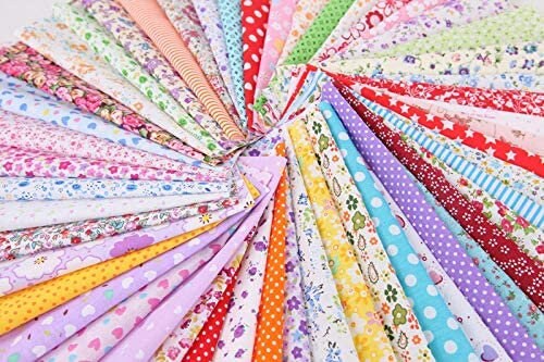 20 Piece polycotton bundle of floral's and spotty Leaves  fabrics 25 cm x 25 cm