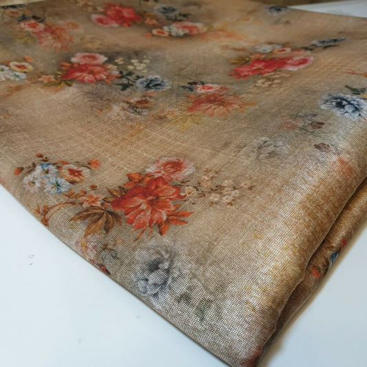 Polyester-Kunstseide, Blumen- und Rosendruck, Kleider-Bastelstoff, 111,8 cm, Meterware (Druck 2)