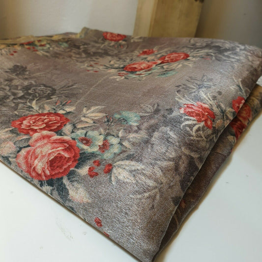 Polyester-Kunstseide, Blumen- und Rosendruck, Kleider-Bastelstoff, 111,8 cm, Meterware (Druck 4)