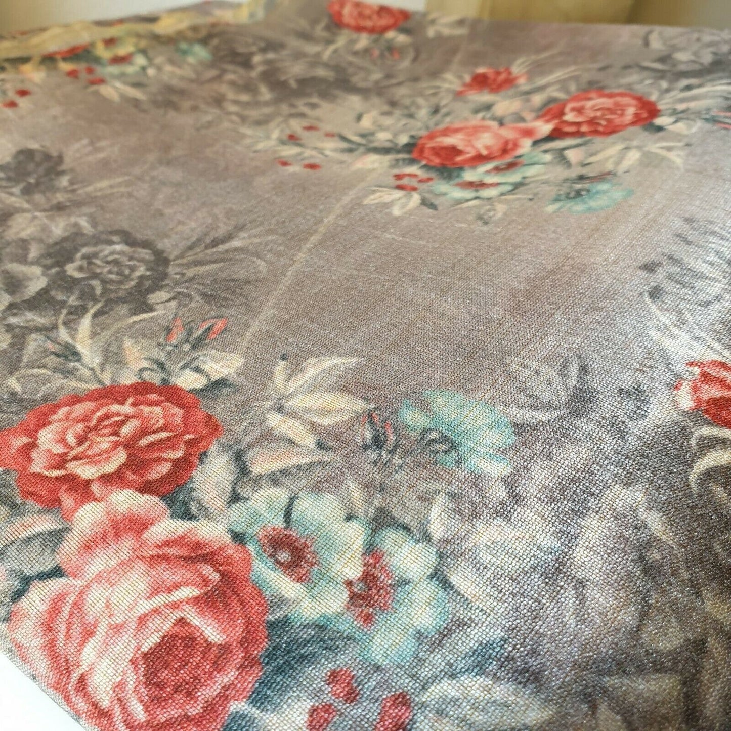 Polyester Faux Raw Silk Floral Rose Print Dress Craft Fabric 44" By The Meter (Print 4)