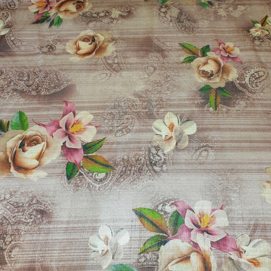 Polyester-Kunstseide, Blumen- und Rosendruck, Kleider-Bastelstoff, 111,8 cm, Meterware (Druck 6)