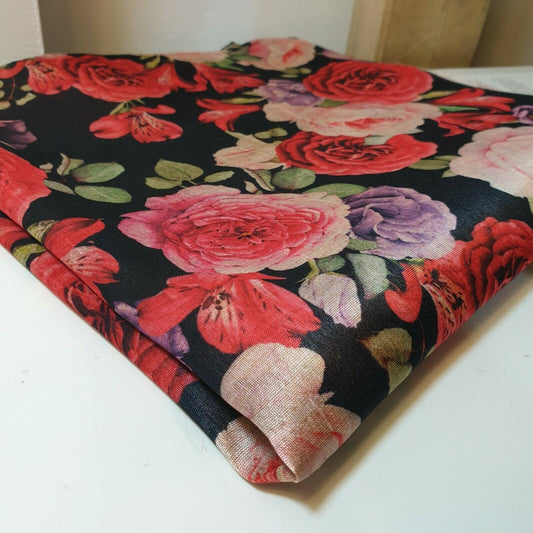 Polyester-Kunstseide, Blumen- und Rosendruck, Kleider-Bastelstoff, 111,8 cm, Meterware (Druck 7)