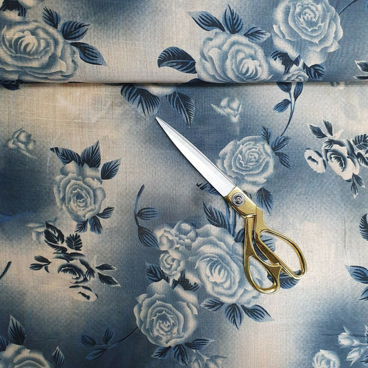 Polyester-Kunstseide, Blumen- und Rosendruck, Kleider-Bastelstoff, 111,8 cm, Meterware (Druck 8)