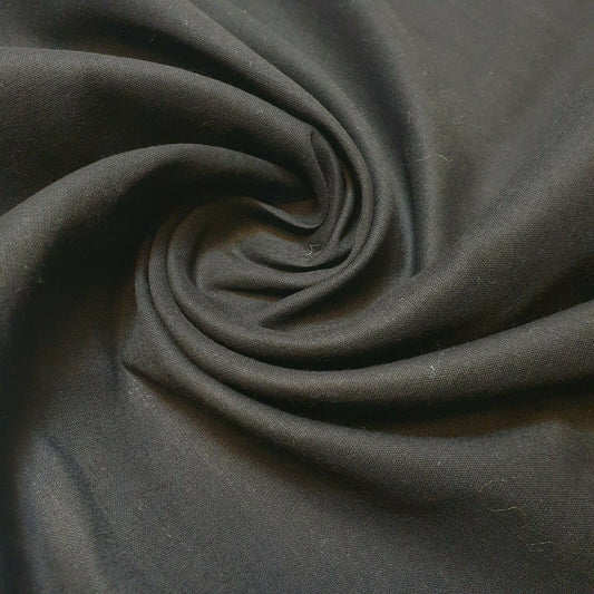 100% Cotton Voile Rubia Cambric Mercerised Plain Craft Dress Lining Fabric 44" (Black)