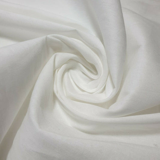 White 100% Cotton Voile Rubia Cambric Mercerised Plain Lining Fabric – 44" Wide – Soft Craft Dress Material – Per Metre