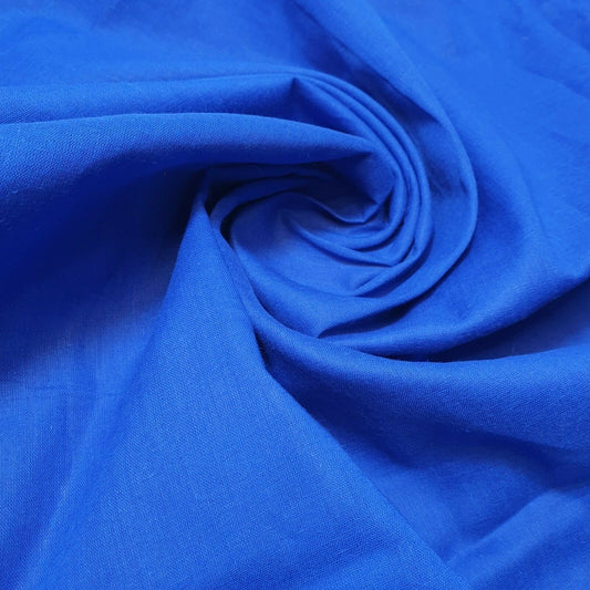 Royal Blue 100% Cotton Voile Rubia Cambric Mercerised Plain Lining Fabric – 44" Wide – Soft Craft Dress Material – Per Metre