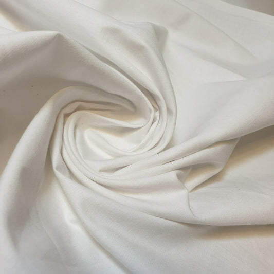 White Plain Egyptian 100% Cotton Cambric Fabric – 44” Wide – Soft Dress, Lining, Quilting & Craft Material (By the Meter)