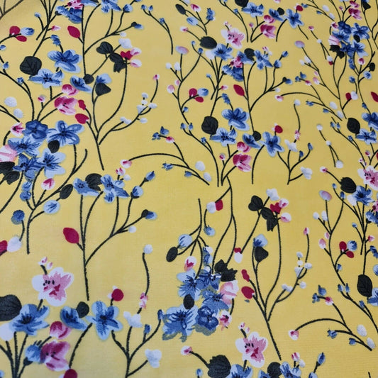 Weicher Poly-Crêpe-Kleiderstoff mit Frühlingsblumenmuster, 147,3 cm, Meterware (Druck 1)