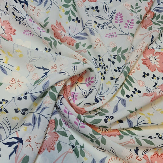 Spring Floral Printed Soft Poly Crepe Dress Drape Craft Fabric 58" By The Meter (Print 6)