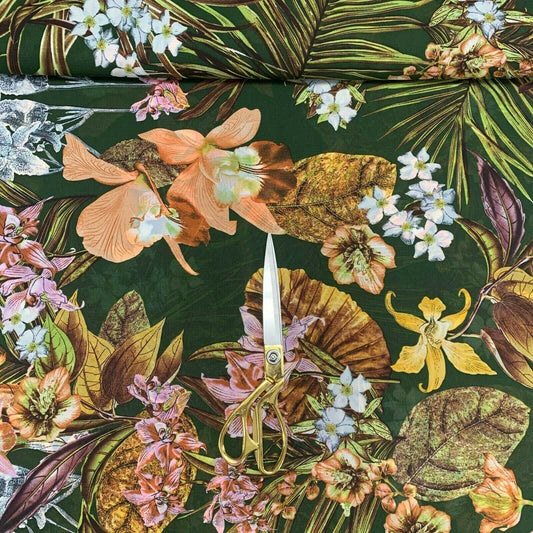 Weicher Poly-Crêpe-Kleiderstoff mit Frühlingsblumenmuster, 147,3 cm, Meterware (Druck 7)