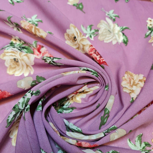 Weicher Poly-Crêpe-Kleiderstoff mit Frühlingsblumenmuster, 147,3 cm, Meterware (Druck 10)
