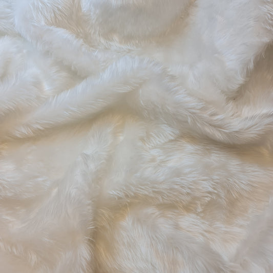 Plain (BRIGHT WHITE)Fun Faux Fur Fabric Material By Meter 58"