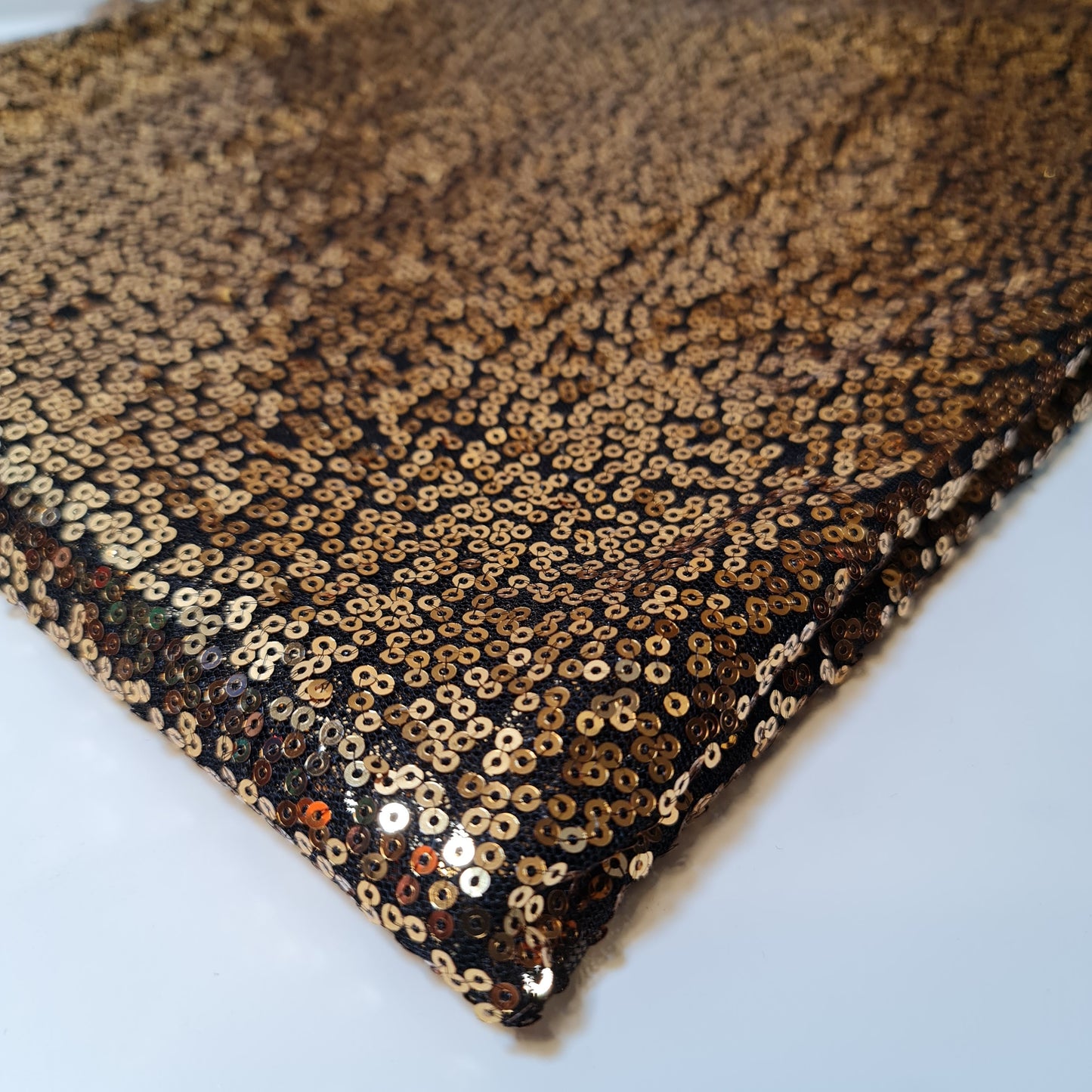 Sequin Fabric Sparkly Shiny Bling Dress Craft Drape Table Cloth Material 50" (Gold/Black)