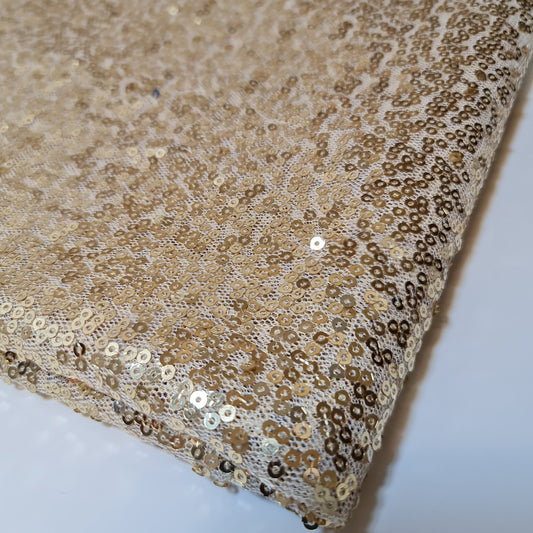 Sequin Fabric Sparkly Shiny Bling Dress Craft Drape Table Cloth Material 50" (Light GOLD)