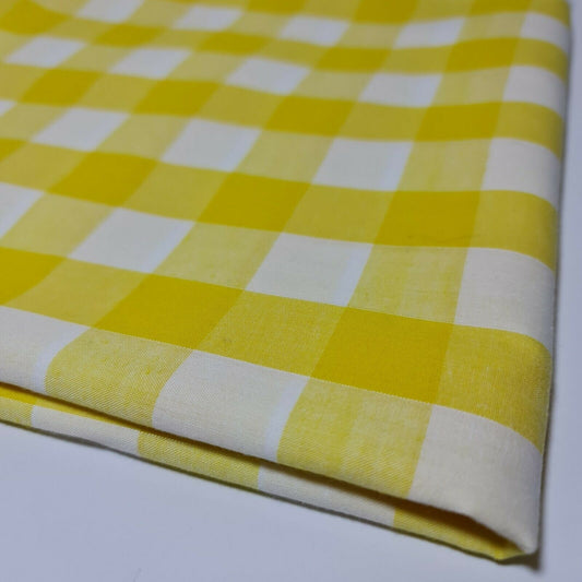 Polycotton-Stoff, 2,5 cm, Gingham-Karostoff, für Kleider, Bastelarbeiten, Uniformen, kariert, 112 cm (gelb)