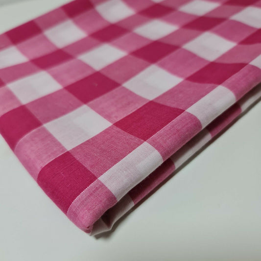 Polycotton-Stoff, 2,5 cm, Gingham-Karostoff, für Kleider, Bastelarbeiten, Uniformen, kariert, 112 cm (Kirschrot)