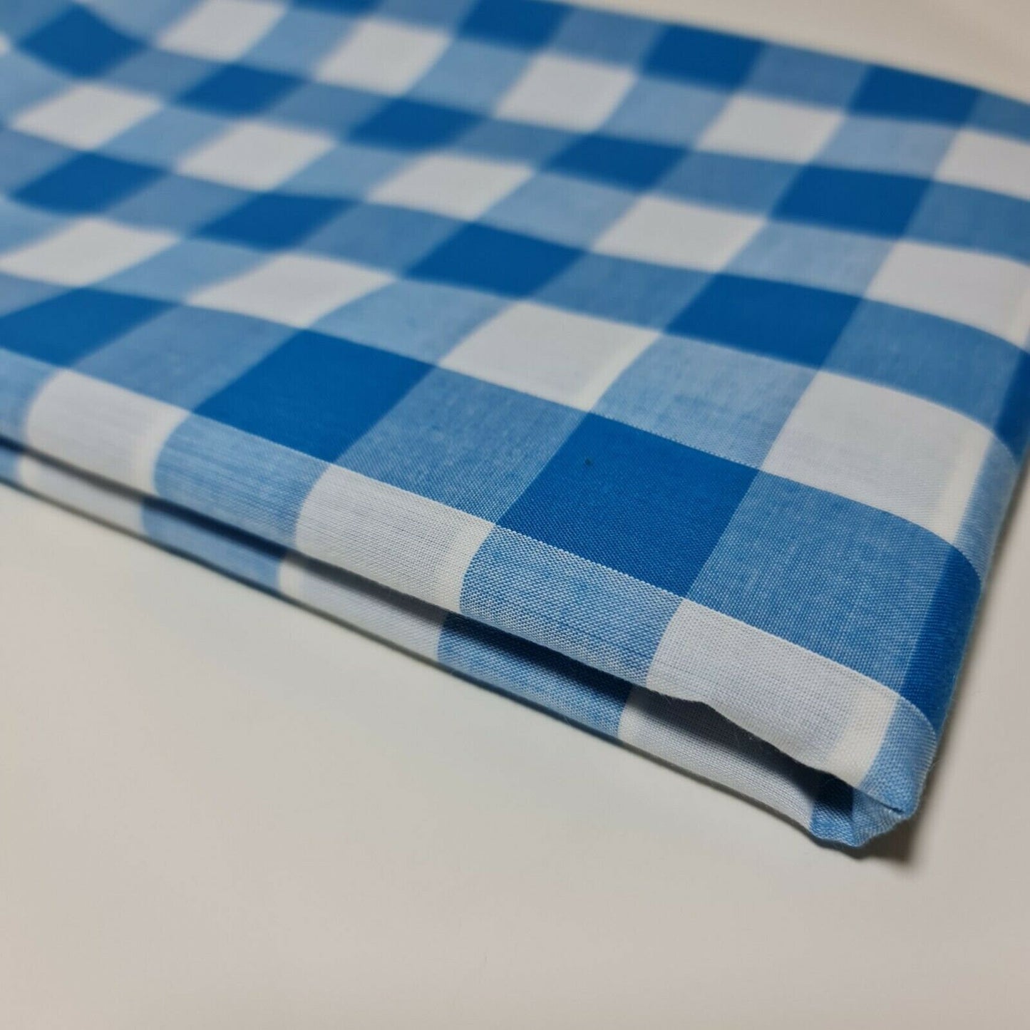 Polycotton Fabric 1" Gingham Check Material Dress Craft Uniform Checked 112cm  (Kingfisher)