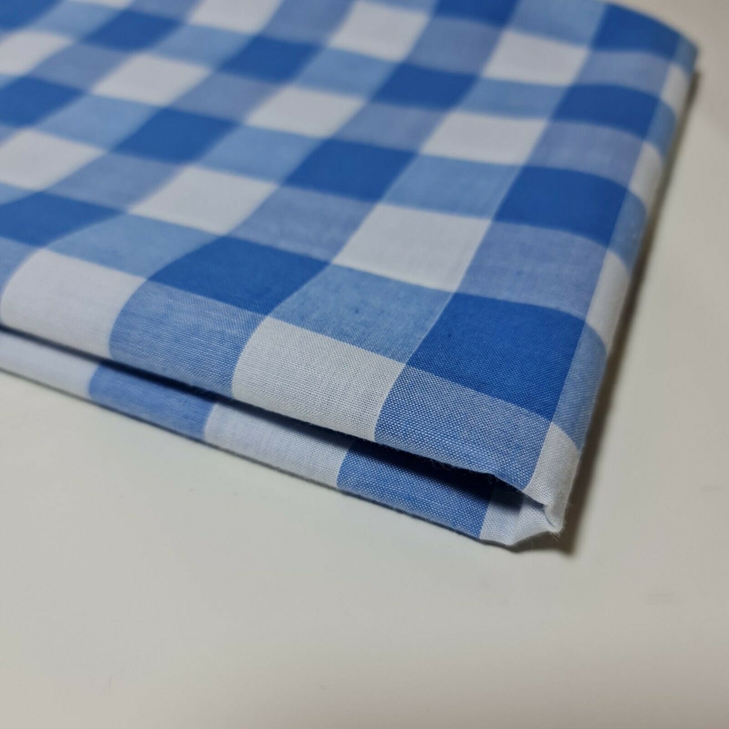 Polycotton Fabric 1" Gingham Check Material Dress Craft Uniform Checked 112cm  (Pale Blue)