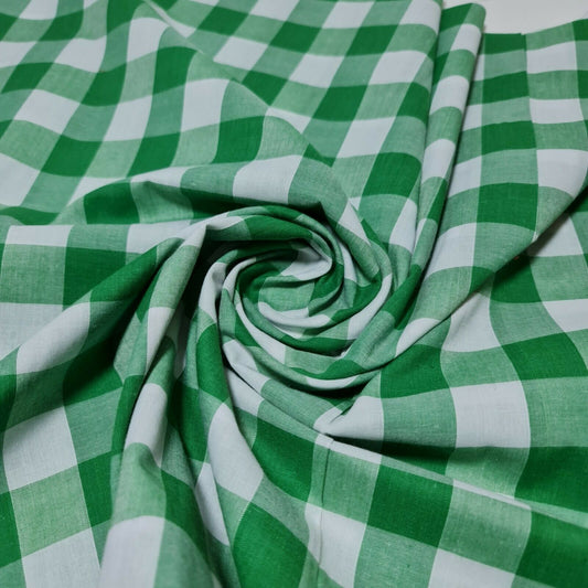 Polycotton-Stoff, 2,5 cm, Gingham-Karostoff, für Kleider, Bastelarbeiten, Uniformen, kariert, 112 cm (Smaragdgrün)