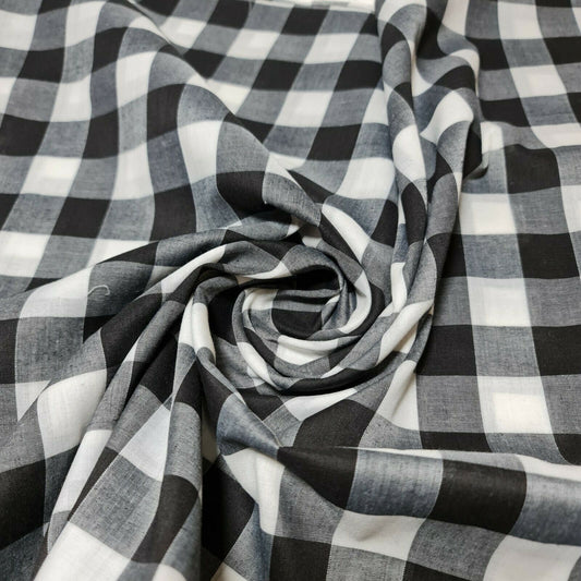 Polycotton-Stoff, 2,5 cm, Gingham-Karostoff, für Kleider, Bastelarbeiten, Uniformen, kariert, 112 cm (schwarz)