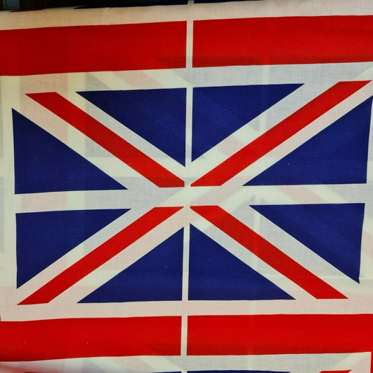 Union Jack Common Wealth Britische Flagge Druck 100 % Baumwollstoff 58" Meterware