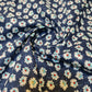 100% Cotton Poplin Floral Spring Bloom Print Fabric Dress Craft Soft Fabric 58" (Navy Blue)