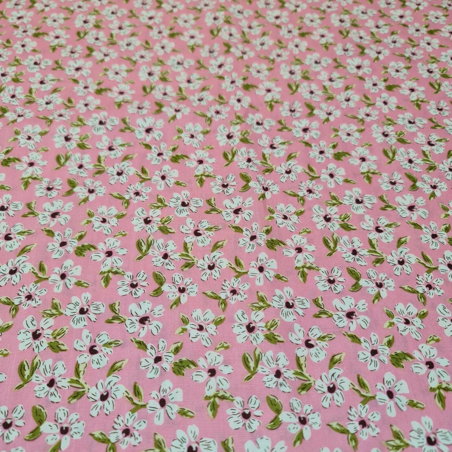 100% Cotton Poplin Floral Spring Bloom Print Fabric Dress Craft Soft Fabric 58" (Pink)