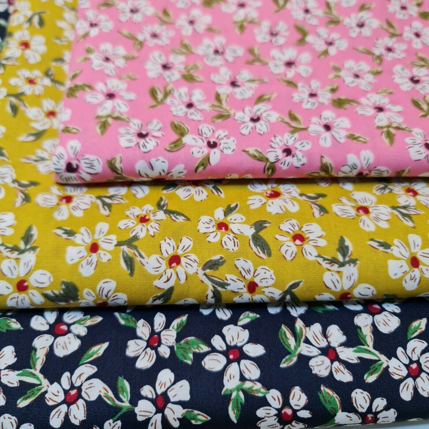 100% Cotton Poplin Floral Spring Bloom Print Fabric Dress Craft Soft Fabric 58" (Pink)